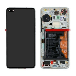 Pantalla para Huawei P40 Con Marco Plata/Blanco (Original Service Pack)