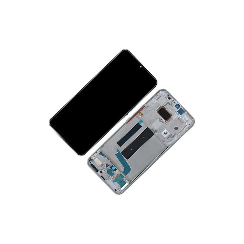 Pantalla para Xiaomi Mi 10 Lite 5G con Marco Plata/Blanca (Original Service Pack)