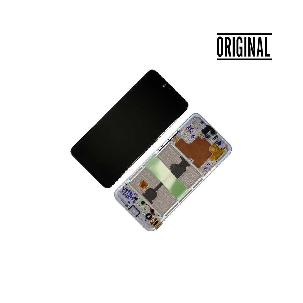 Pantalla para Samsung A90 5G /A908 con Marco Plata/Blanco (Original Service Pack)