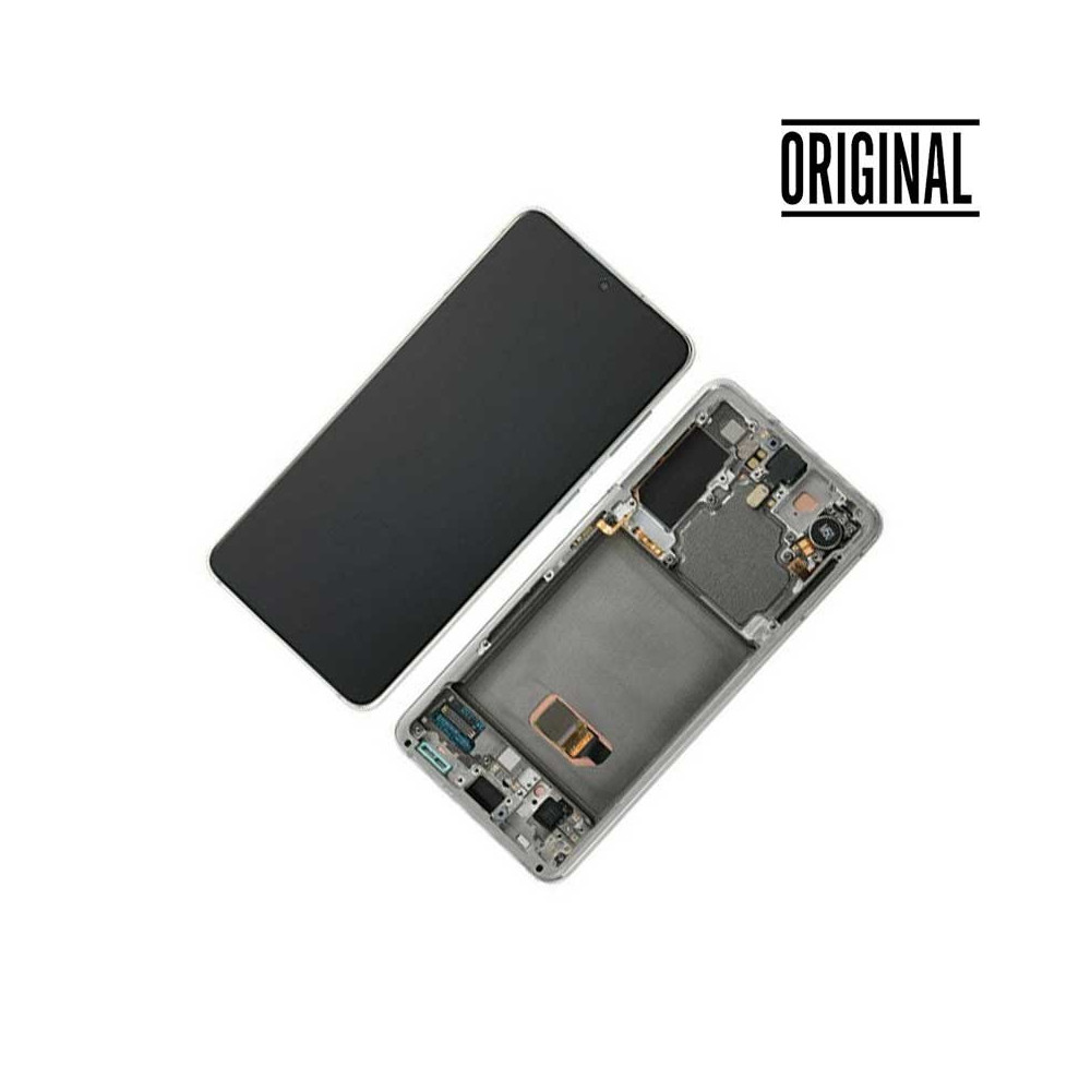 Pantalla para Samsung S21 5G /G991 Plata/Blanca (Original Service Pack)