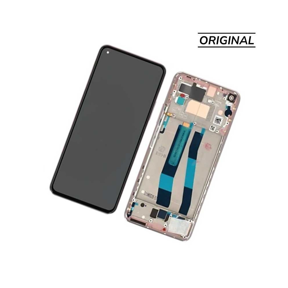 Pantalla para Xiaomi Mi 11 Lite 4G/5G /MI 11 LITE 5G NE Con Marco Rosa (Original Service Pack)