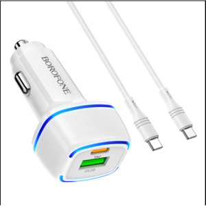 Cargador Tipo-c para coche Usb-c + Usb QC3.0A  Borofone BZ14A