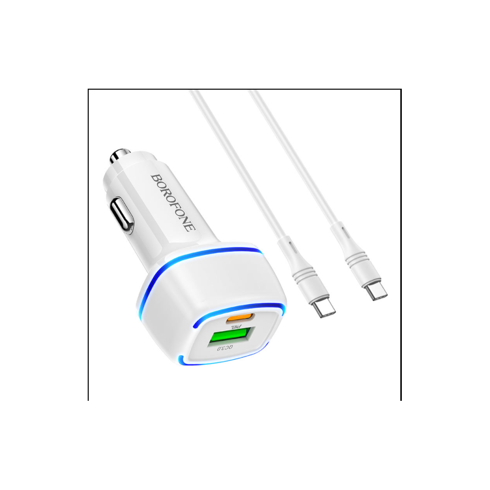 Cargador Tipo-c para coche Usb-c + Usb QC3.0A  Borofone BZ14A