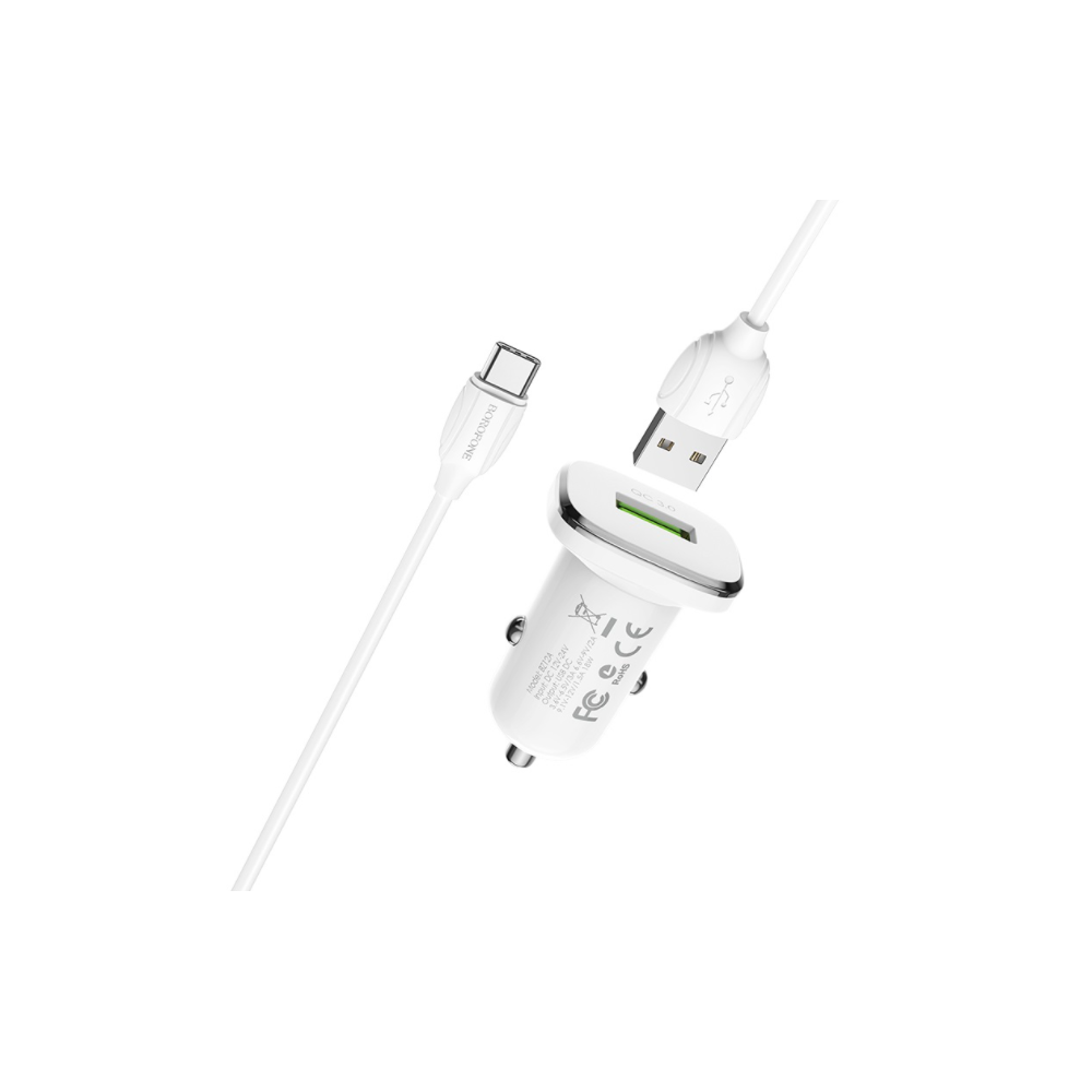 Cargador Enchufe para coche Usb-c + Usb QC3.0A  Borofone BZ14A