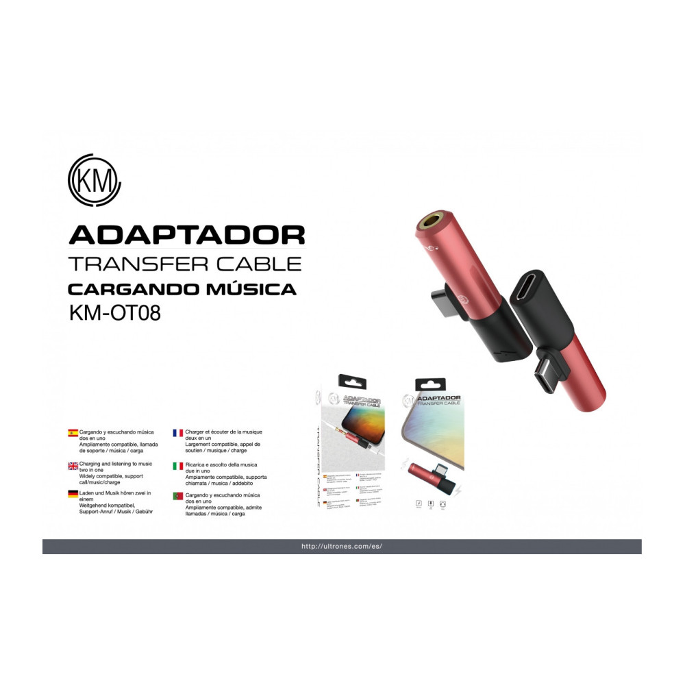 ADAPTADOR TYPE-C MACHO A HEMBRA TYPE-C/JACK 3.5MM [KM-OT08] Dorado