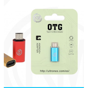 ADAPTADOR MICRO-USB MACHO A HEMBRA TYPE-C [KM-OT03] Verde Claro
