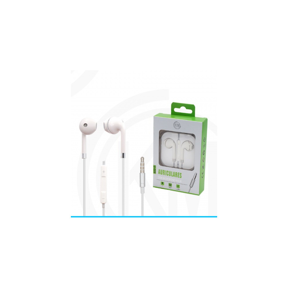 KM-U009 AURICULARES CABLE JACK 3.5MM Plata