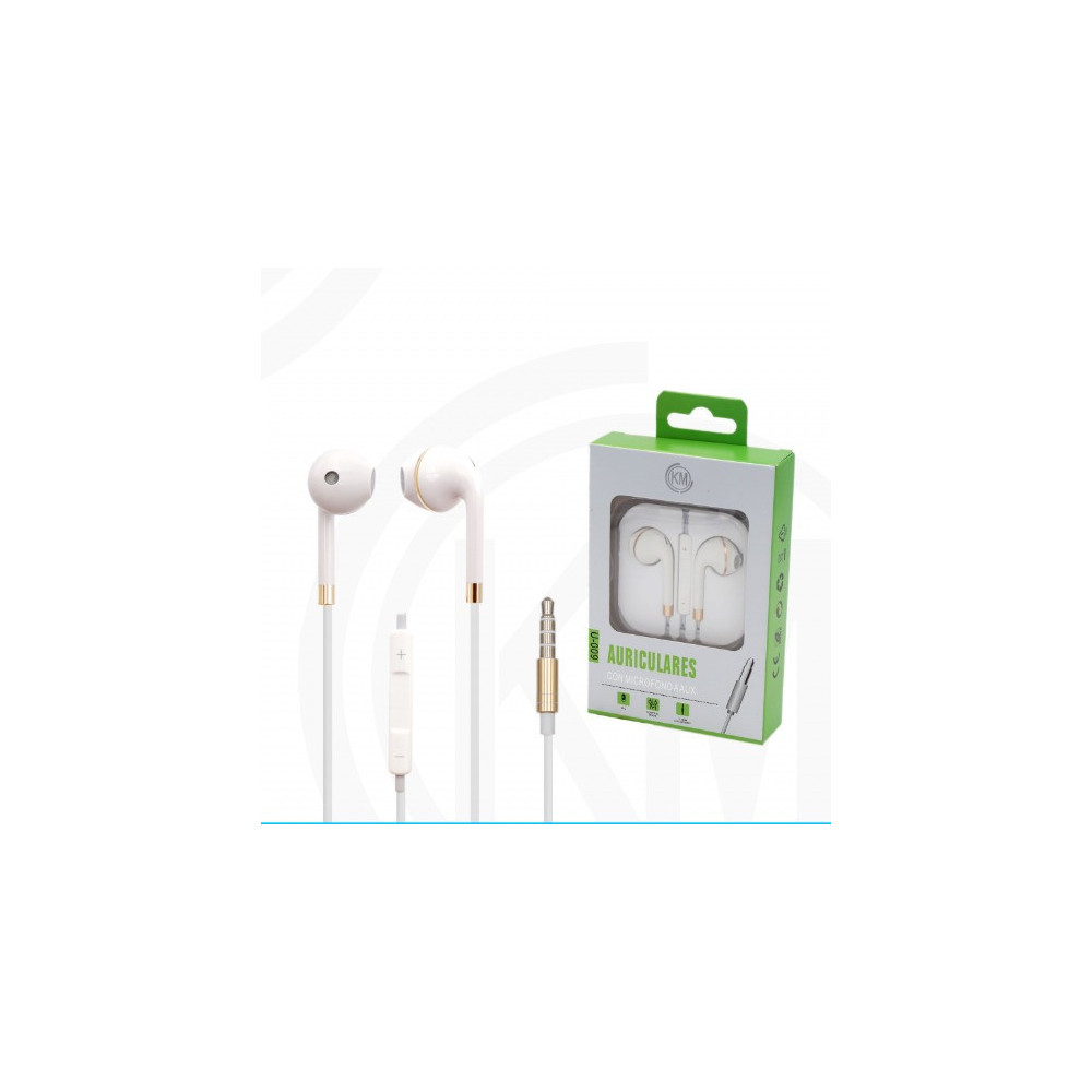 KM-U009 AURICULARES CABLE JACK 3.5MM Dorado