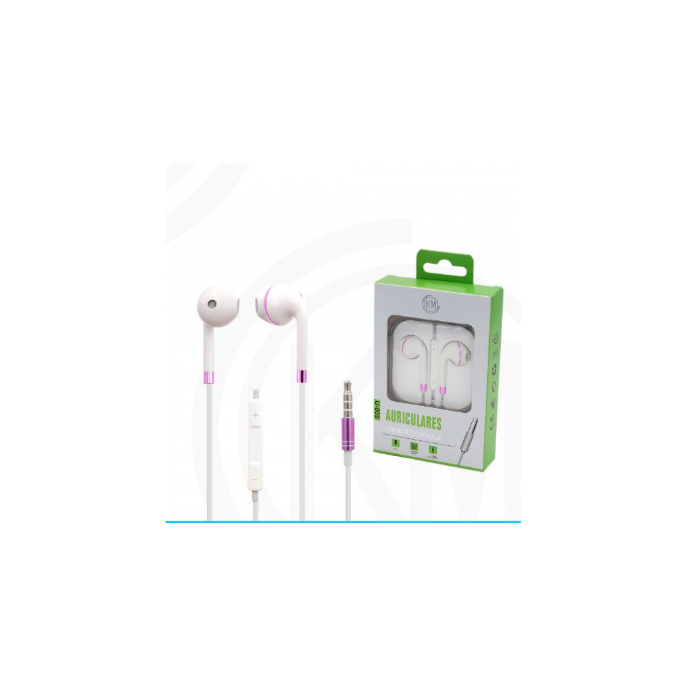 KM-U009 AURICULARES CABLE JACK 3.5MM Rosa Mate