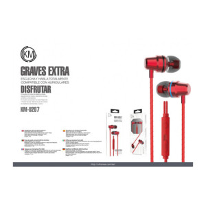 KM-U207 AURICULARES IN-EAR CABLE JACK 3.5MM [ROJO]