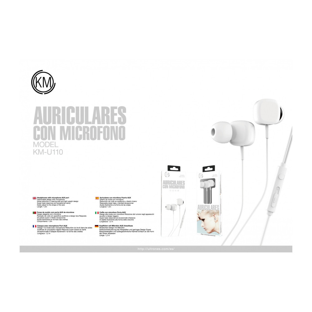 KM-U110 AURICULARES IN-EAR CABLE JACK 3.5MM [BLANCO]