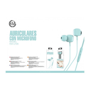 KM-U109 AURICULARES IN-EAR CABLE JACK 3.5MM [AZUL]