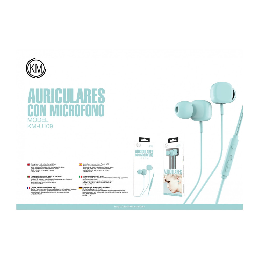 KM-U109 AURICULARES IN-EAR CABLE JACK 3.5MM [AZUL]