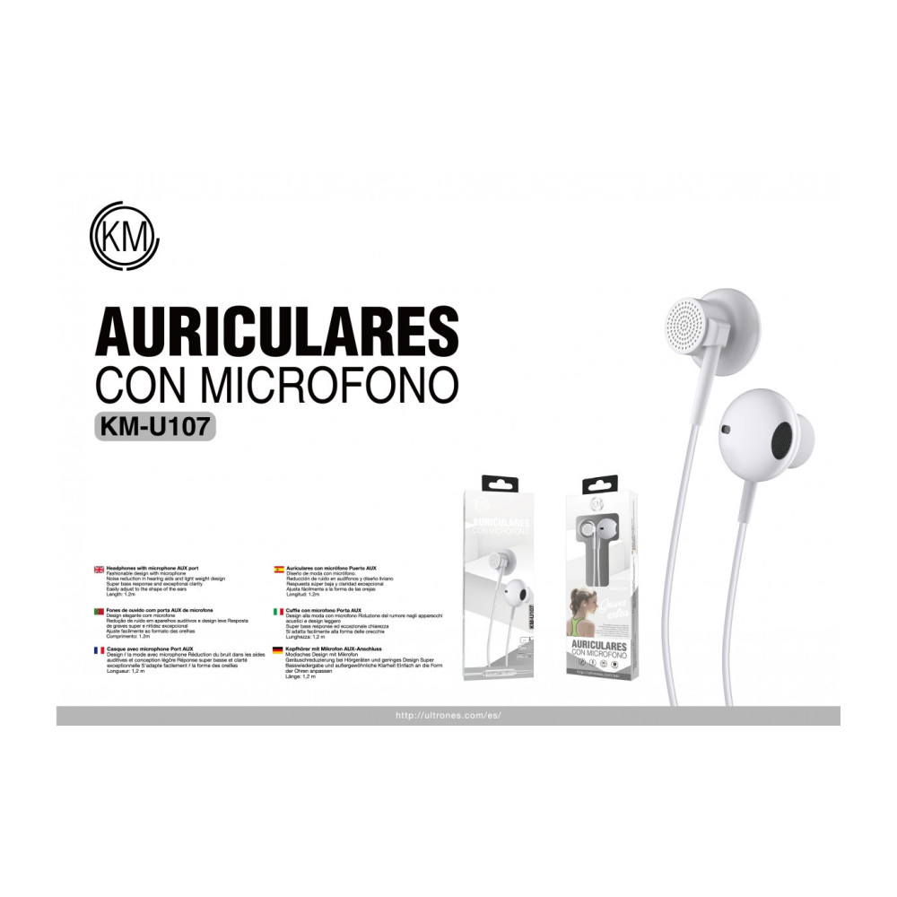 KM-U107 AURICULARES CABLE JACK 3.5MM [BLANCO]