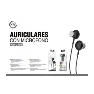 KM-U106 AURICULARES CABLE JACK 3.5MM [NEGRO]