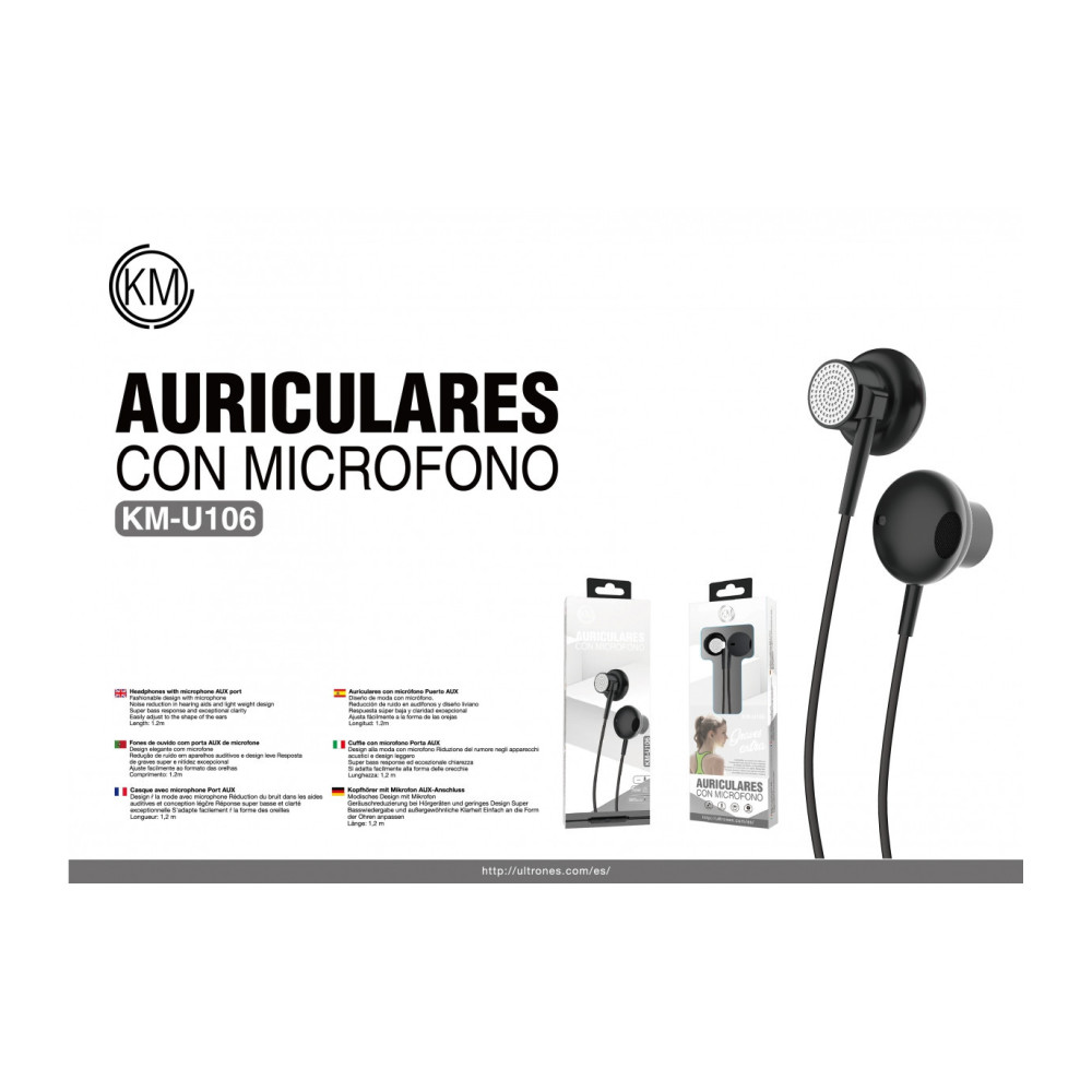 KM-U106 AURICULARES CABLE JACK 3.5MM [NEGRO]