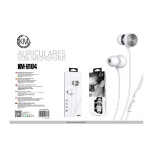 KM-U104 AURICULARES IN-EAR CABLE JACK 3.5MM [PLATA]