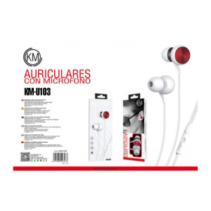 KM-U103 AURICULARES IN-EAR CABLE JACK 3.5MM [ROJO]