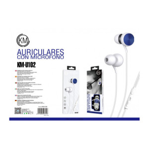 KM-U102 AURICULARES IN-EAR CABLE JACK 3.5MM [AZUL]