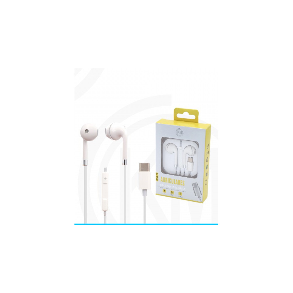 KM-U008 AURICULARES CABLE TYPE-C Plata(Funciona Para Version Vieja)