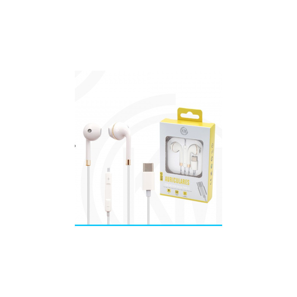 KM-U008 AURICULARES CABLE TYPE-C Oro(Funciona Para Version Vieja)