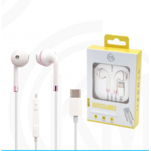 KM-U008 AURICULARES CABLE TYPE-C Rosa Mate(Funciona Para Version Vieja)