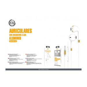 KM-OR103 AURICULARES CABLE JACK 3.5MM [DORADO]