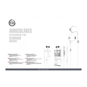 KM-OR101 AURICULARES CABLE JACK 3.5MM [PLATA]