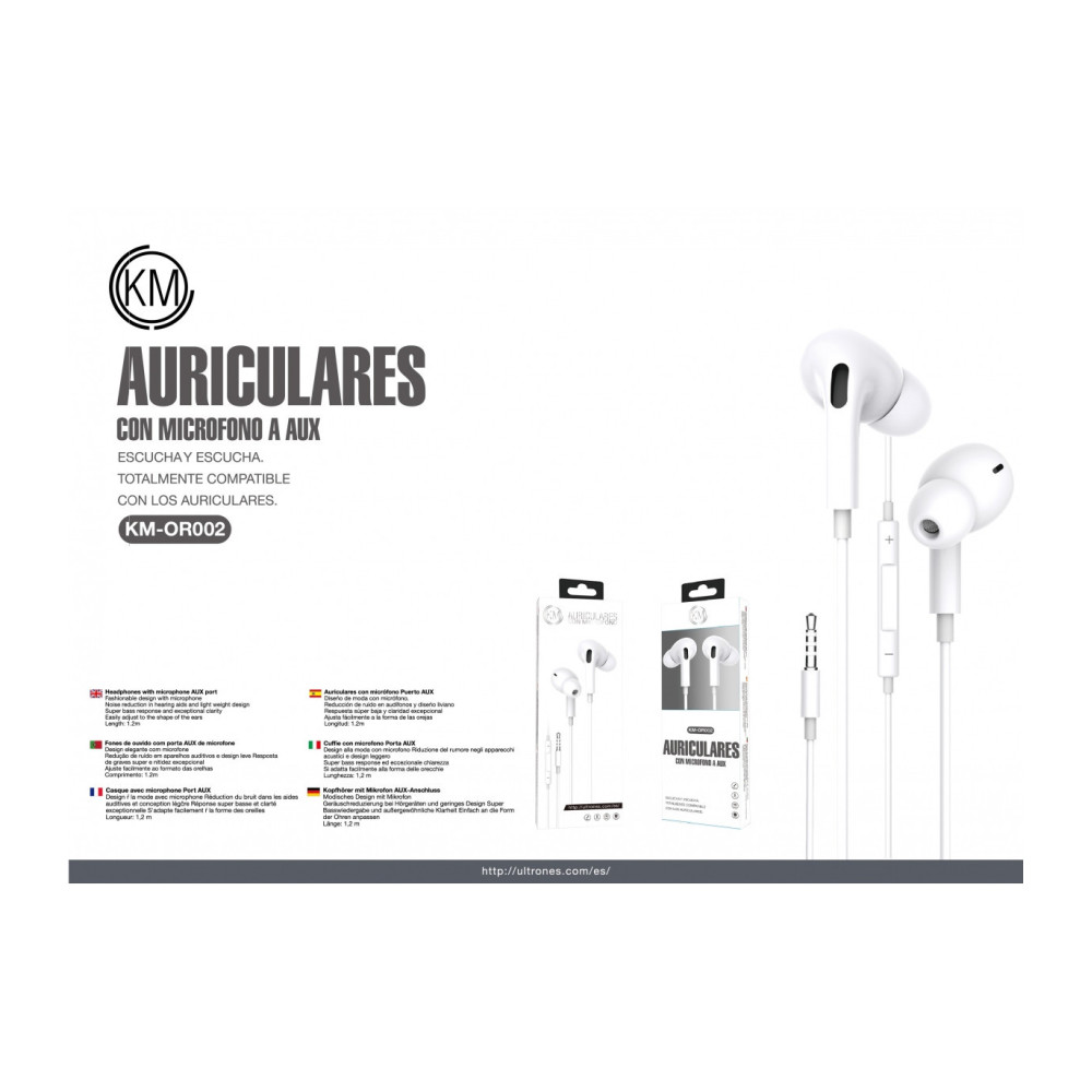 KM-OR002 AURICULARES CABLE JACK 3.5MM [BLANCO]