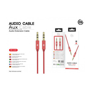 KM-8435 CABLE AUDIO JACK 3.5MM 3PIN MACHO A MACHO [ROJO]
