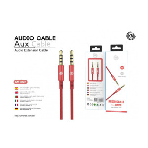 KM-8427 CABLE AUDIO JACK 3.5MM 4PIN MACHO A MACHO [ROJO]