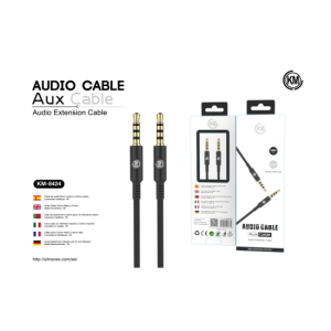 KM-8424 CABLE AUDIO JACK 3.5MM 4PIN MACHO A MACHO 1M [NEGRO]