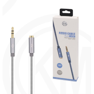 KM-8423 CABLE AUDIO JACK 3.5MM 3PIN MACHO A HEMBRA NYLON [PLATA]