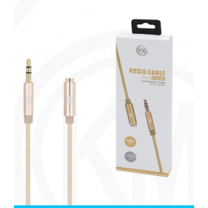 KM-8422 CABLE AUDIO JACK 3.5MM 3PIN MACHO A HEMBRA NYLON [DORADO]