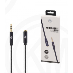 KM-8418 CABLE AUDIO JACK 3.5MM 3PIN MACHO A HEMBRA NYLON [NEGRO]