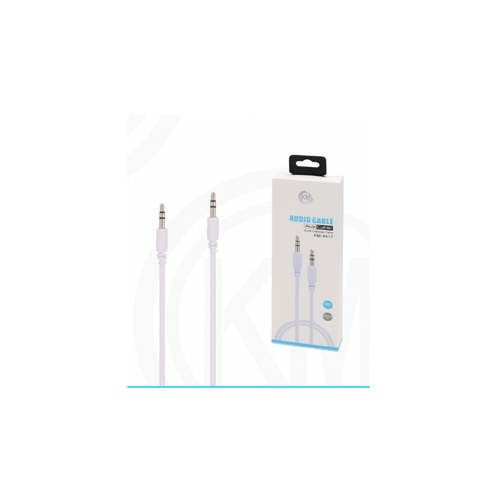 KM-8417 CABLE AUDIO JACK 3.5MM 3PIN MACHO A MACHO 2M [BLANCO]
