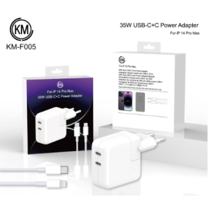 KM-F005 CARGADOR PARED 35W PUERTO_C+C CABLE TYPE-C A LIGHTNING