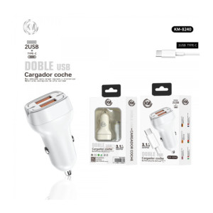 KM-8240 CARGADOR COCHE CABLE TYPE-C
