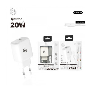 KM-8184 CARGADOR PARED 20W CABLE LIGHTNING