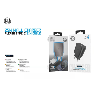 KM-8171 CARGADOR PARED 25W SIN CABLE [NEGRO]