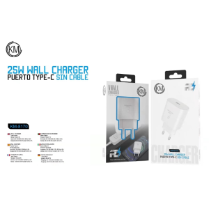 KM-8170 CARGADOR PARED 25W SIN CABLE [BLANCO]
