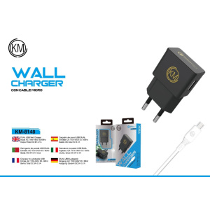 KM-8148 CARGADOR PARED CABLE MICRO-USB [NEGRO]