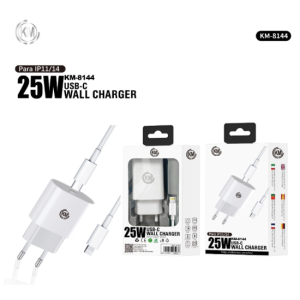 KM-8144 CARGADOR PARED 25W CABLE TYPE-C A LIGHTNING