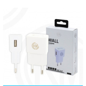 KM-8138 CARGADOR PARED QC-3.0 SIN CABLE [BLANCO]