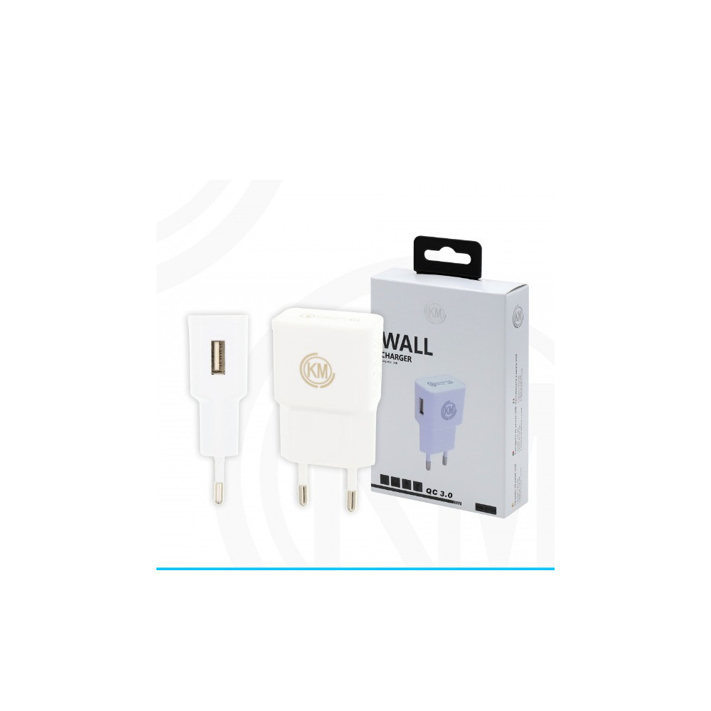 KM-8138 CARGADOR PARED QC-3.0 SIN CABLE [BLANCO]
