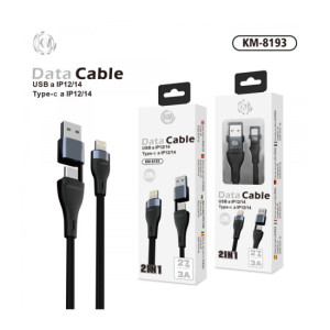 KM-8193 CABLE 2-IN-1 USB/TYPE-C A LIGHTNING [NEGRO]