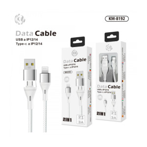 KM-8192 CABLE 2-IN-1 USB/TYPE-C A LIGHTNING [BLANCO]