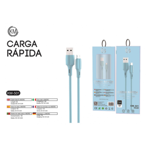 KM-501 CABLE MICRO-USB MACARON [AZUL]