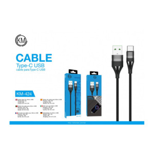KM-424 CABLE TYPE-C TRENZADO NYLON [NEGRO]