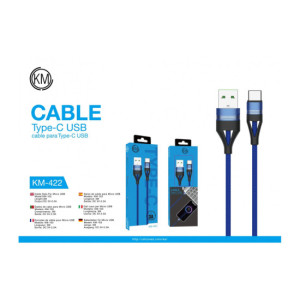 KM-422 CABLE TYPE-C TRENZADO NYLON [AZUL]